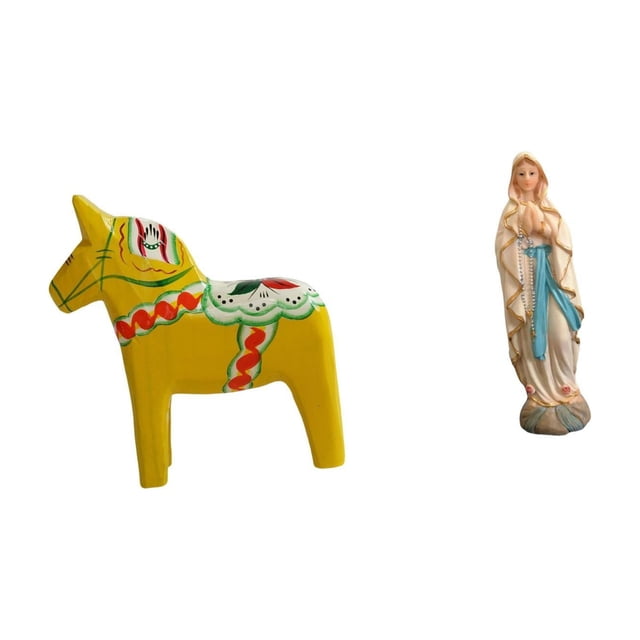 Adorno sueco coleccionable, figura de caballo Dalecarlian, escultura animal, estatua de María, figura de la Señora de Lutero, obra de arte,