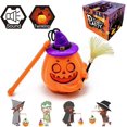 thumbnail image 2 of Juguetes de calabaza para fiesta de Halloween con sonido de terror, calabaza, bruja, escoba de mano, Jack-o'-Lantern colgante, 3 pilas AAA, farol de calabaza, luces navideñas para decoración de interiores y exteriores, fiesta oso de fresa Electrónica, 2 of 5