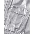 thumbnail image 6 of TiaoBug Kids Shiny Metallic Bomber Jacket Boys Girls Motorcycle Baseball Long Sleeve Zip Up Coats Silver 12, 6 of 7
