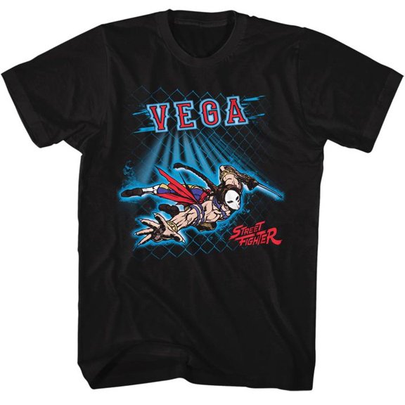 Street Fighter Vega Fence Black Adult T-Shirt 5Xl