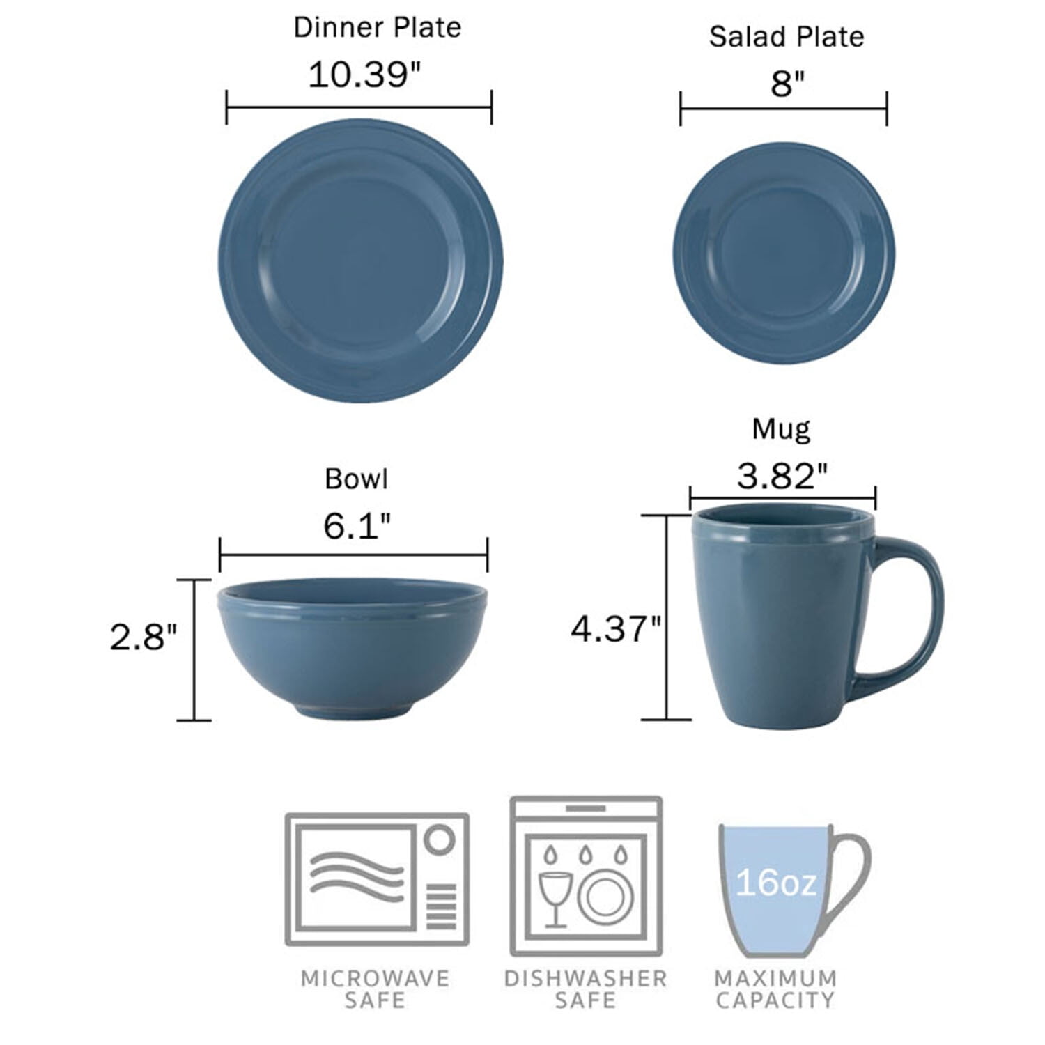 Mainstays 8in Darby Blue Stoneware Salad Plate