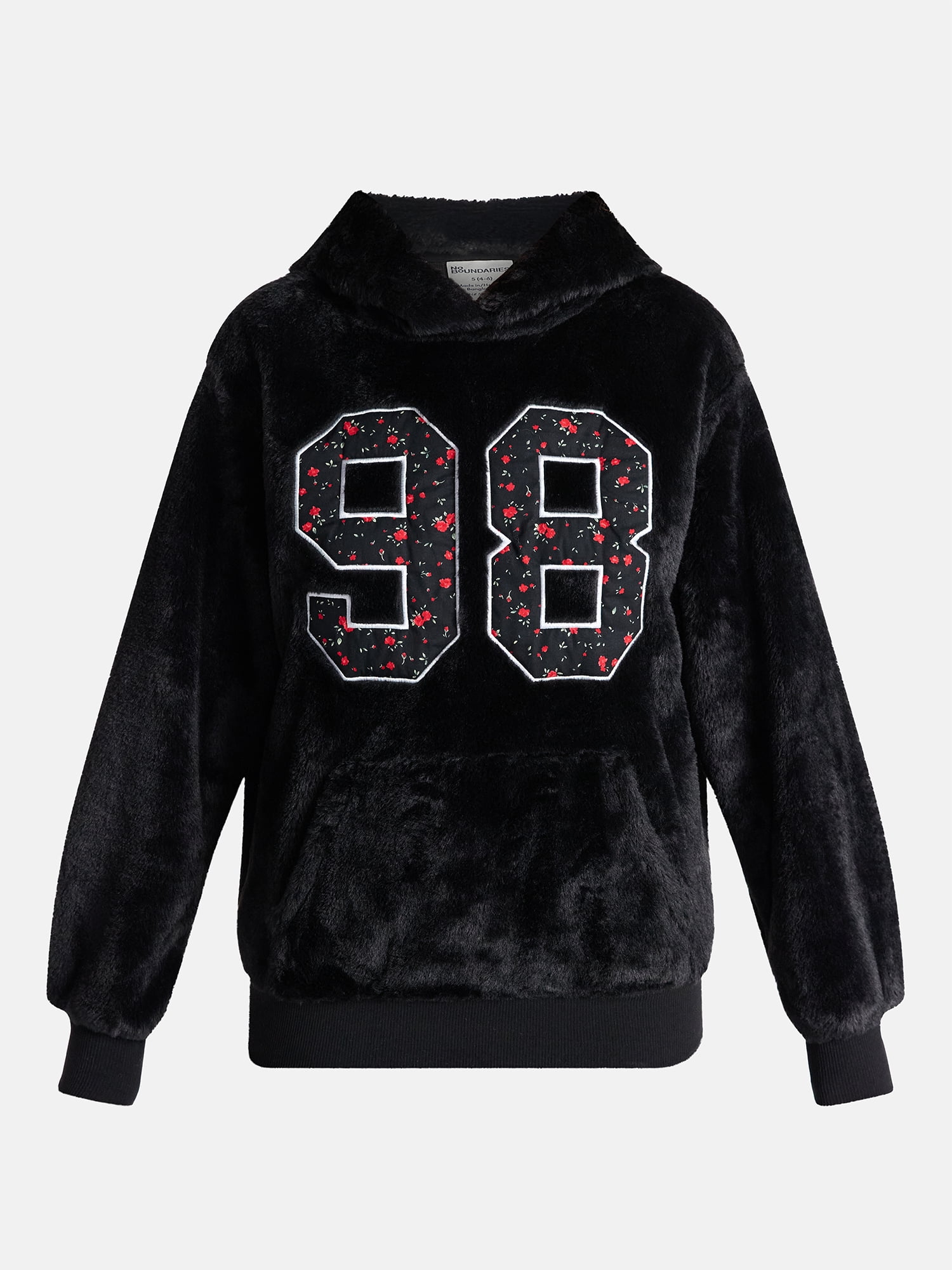 No Boundaries Faux Fur Graphic Hoodie, Women's