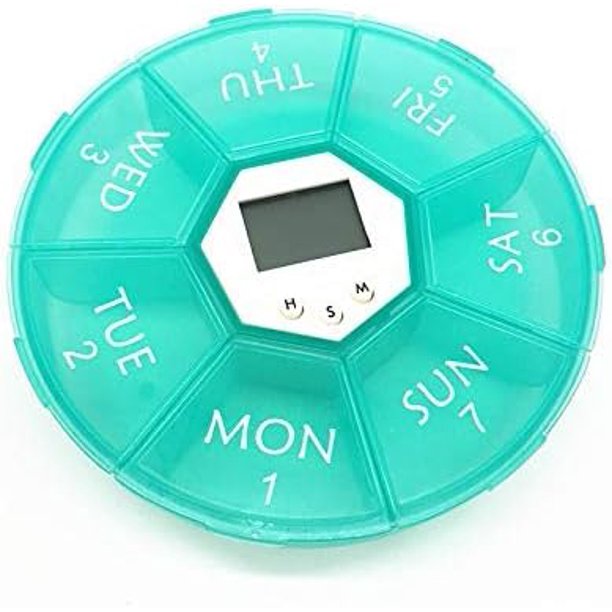 AVEKI Pill Dispenser Timer,Portable Storage kit,4 Alarms 7 divisions ...