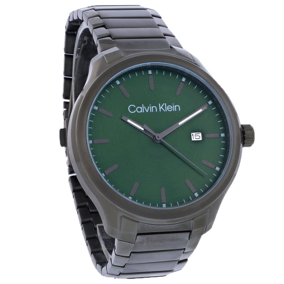 Calvin Klein Men's Green Dial Grey IP Stainless Steel Quartz Watch 25200350