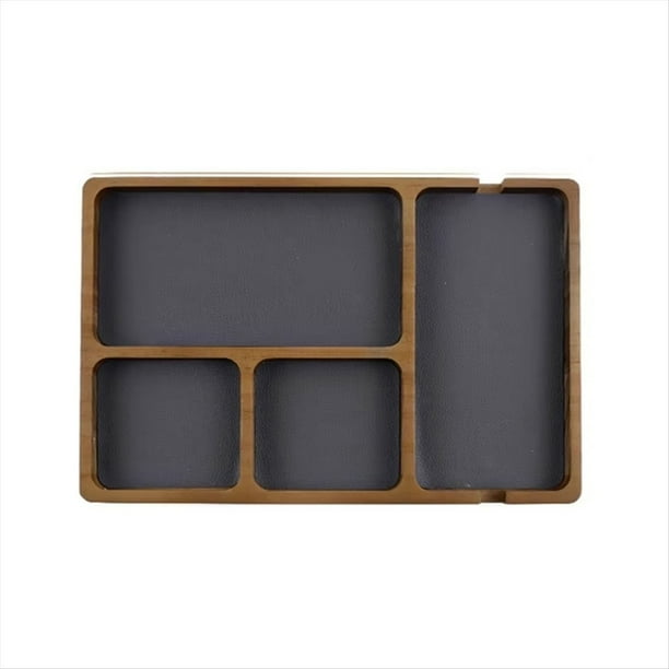 Caja Organizadora de Madera para Escritorio con Compartimentos para Gafas, Teléfono Móvil y Artículos . Caja de Almacenamiento de Madera Maciza.