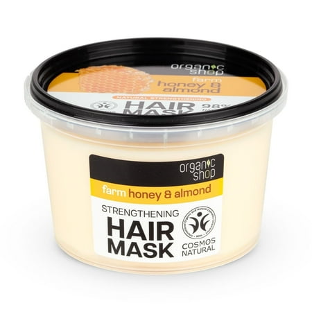 Organic Shop Hair Mask – Honey & Almond Strengthening Deep Conditioner, Hydrates, Nourishes & Repairs Dry, Damaged Hair, Intensive Hydration All Hair Types. 250 ml