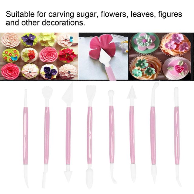 8 piezas de herramientas para decorar pasteles, juego de modelado de fondant, herramientas para esculpir galletas para hacer tú mismo pasteles, pasta de azúcar, suministros de decoración de panaderí