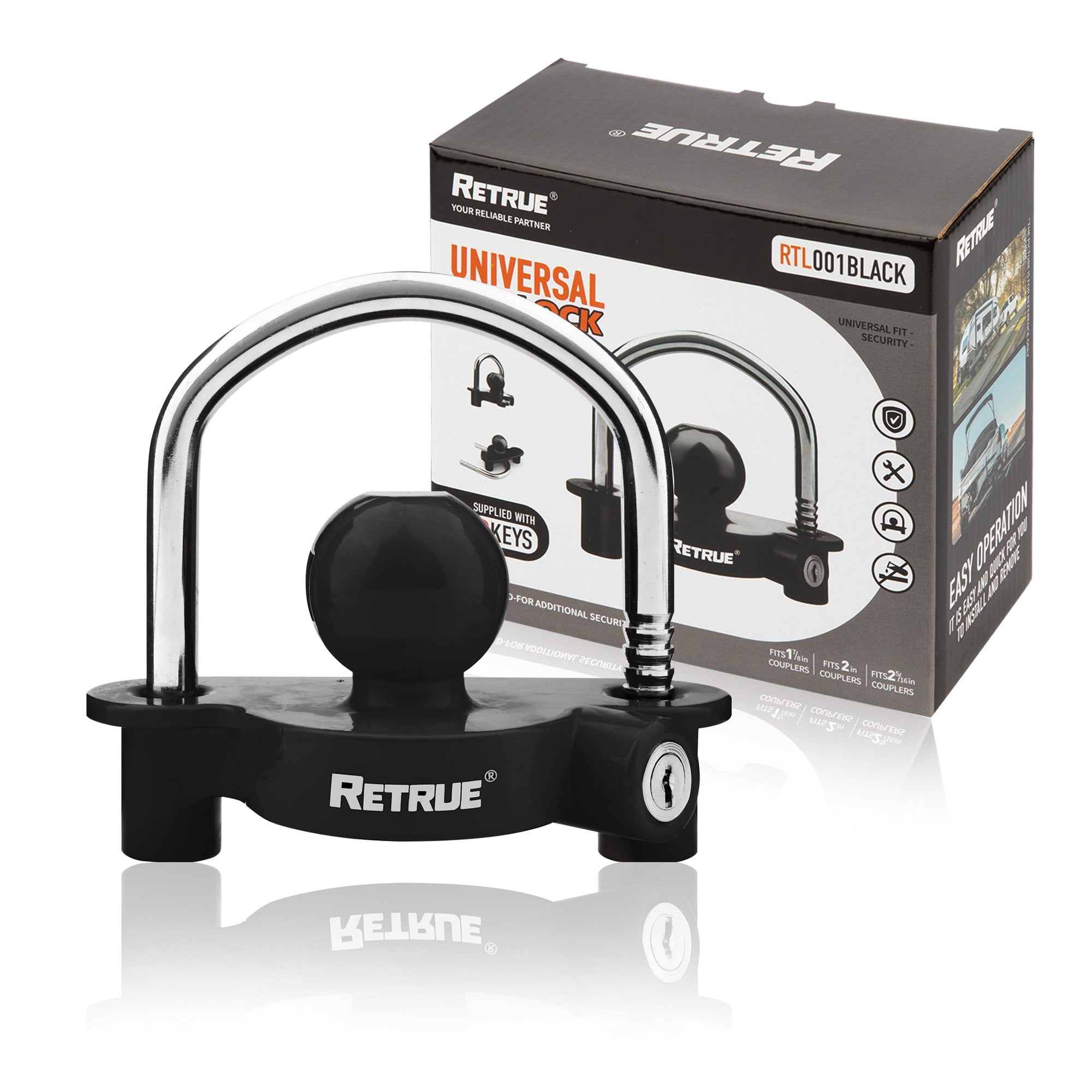 RETRUE Universal Coupler Lock Trailer Locks Ball Hitch Trailer Hitch