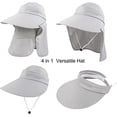 thumbnail image 3 of Sombreros de pesca con protección UV y ala ancha para mujer, sombrero de verano plegable con cola de caballo y solapa desmontable (gris) Sincero Electrónica, 3 of 7