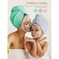 thumbnail image 5 of Hicober Microfiber Hair Towel, 3 Packs Hair Turbans for Wet Hair, Drying Hair Wrap Towels for Curly Hair Women Anti Frizz (Pink,Blue,Green), 5 of 18