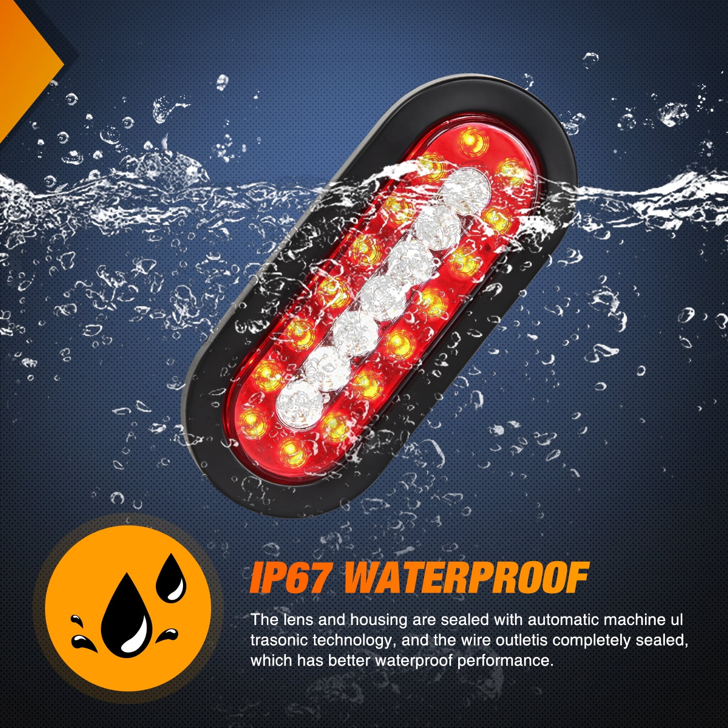 Nilight 2PCS 6Inch Oval LED Trailer Tail Lights Red White 23LEDs w/Flush Surface Mount Grommets IP67 Waterproof Stop Brake Running Reverse Backup Light for Trucks Trailer RV