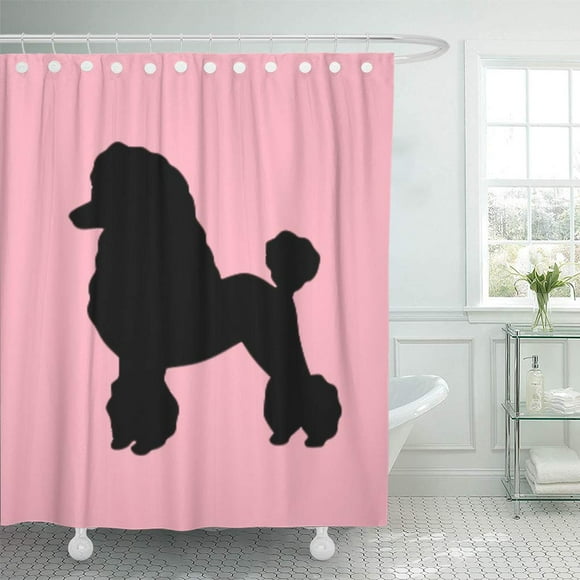 YUSDECOR Mid 1950 Pink Poodle Skirt Century Modern Vintage French Bathroom Decor Bath Shower Curtain 60x72 inch
