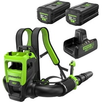 Greenworks 80V (850 CFM) Dual Port Backpack Blower with (2) 5 Ah Batteries, DP Rapid Charger