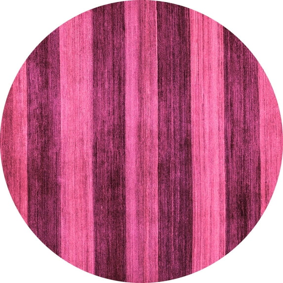 Ahgly Company Indoor Round Abstract Pink Modern Area Rugs, 6' Round