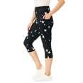 thumbnail image 3 of Woman Within Plus Size Stretch-Cotton Knit Pull-On Printed Pocket Capri Leggings, 3 of 4