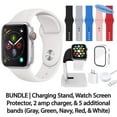 thumbnail image 1 of Restored Apple Watch Series 4 (GPS, 40 mm) Silver Aluminum Case with Silver Sport Band Bundle 5 Bonus Bands, Charging Stand, Screen Protector, & 2 amp charger (Refurbished), 1 of 13