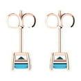 thumbnail image 4 of 2 ct Push-Back Stud Earrings for Women | 7x5mm Emerald Cut Simulated Turquoise | 18K Rose Gold, 4 of 5
