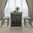 thumbnail image 2 of Dining Table Set, 5-Piece Multi-Functional Counter Height Dining Set with Padded Chairs, Integrated 9 Bar Wine Compartment AND Wineglass Holders, Kitchen Table Set for Dining Room, Gray, 2 of 8