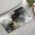 thumbnail image 2 of Gray Black Gold Marble Pattern Bathroom Rugs Mat,Non Slip Microfiber Bathroom Rug,Rubber Backing,Soft Bathroom Mats for Bathroom Floor,Tub and Shower,17x27in(43x68cm), 2 of 5