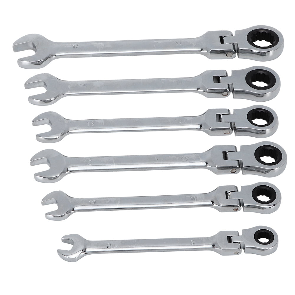 6-Piece 180° Adjustable Double Purpose 8-17mm Master Ratchet Wrench Tool Set, Yellow