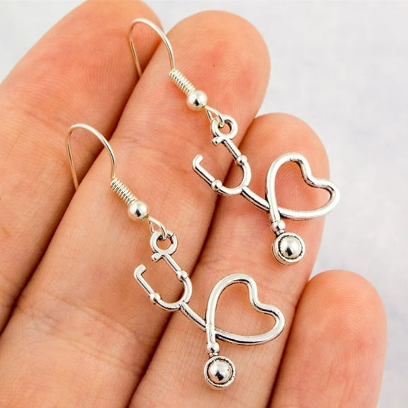 2 pair Heart Shaped Stethoscopes Earrings
