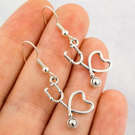 2 pair Heart Shaped Stethoscopes Earrings