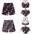 thumbnail image 6 of XYZCANDO Couple Matching Beach Set His Hers Swimwear Men's Beach Shorts & 2 Piece Women's Drawstring Bikini Gothic Skull Roses Hawaiian Outfits Vacation Pool Party Honeymoon Beach Wear, 6 of 6