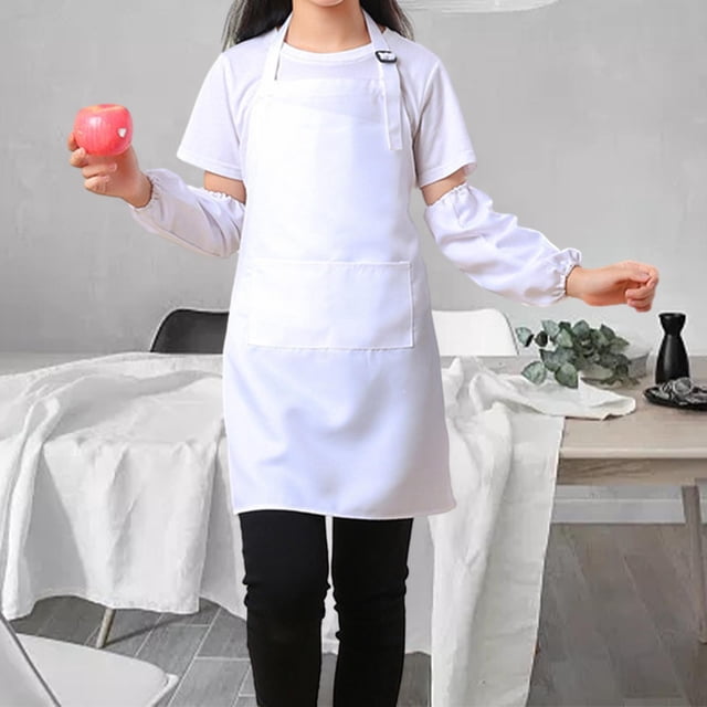 Delantal para niños, delantal con pechera para cocina y jardín, disfraz de Chef, regalo, delantal de cocina ajustable, delantal de Chef para niños y Blanco M BLESIY Delantal para niños