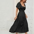 thumbnail image 5 of pimelu Dresses for Women Wedding Guest Dresses for Women Cocktail Party Prom Puff Sleeve Off Shoulder Flowy Ruffle Swing Long Dress Summer Formal Solid Short Sleeve Square Neck Girls Maxi Sun Dress, 5 of 5
