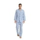 thumbnail image 1 of GLOBAL Conjuntos de Pijamas de Algodón para Hombre, Ropa de Dormir de Manga Larga con Botones, Ropa de Dormir Cómoda, Conjunto de Pijama Suave con Rayas Azules L, 1 of 5