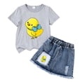 thumbnail image 4 of BOBOGOJP Girls Clothes 2PCS Butterfly Print Short Sleeve T-Shirt Denim Skirt Shorts Set Teen Tween Girls Summer Outfits Set, 4 of 4