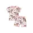 thumbnail image 2 of Elippeo Toddler Boys Girls Summer Outfits 3 6 12 18 24 Months 3 Years Western Cow Print Short Sleeve T-Shirts Tops and Shorts 2Pcs Clothes Set, 2 of 9