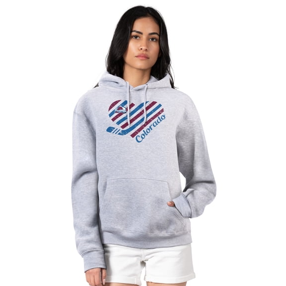 Women's G-III 4Her by Carl Banks  Heather Gray Colorado Avalanche Heart Pullover Hoodie
