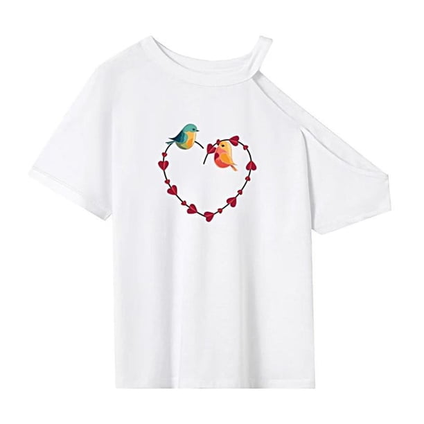Camiseta para mujer de manga corta con cuello redondo para deportes y vacaciones, regalo para mujer M
