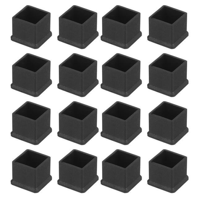 Uxcell 36Pack Tapas de patas de silla cuadradas de PVC, 16mm x 16mm OD, almohadillas para pies de muebles negras