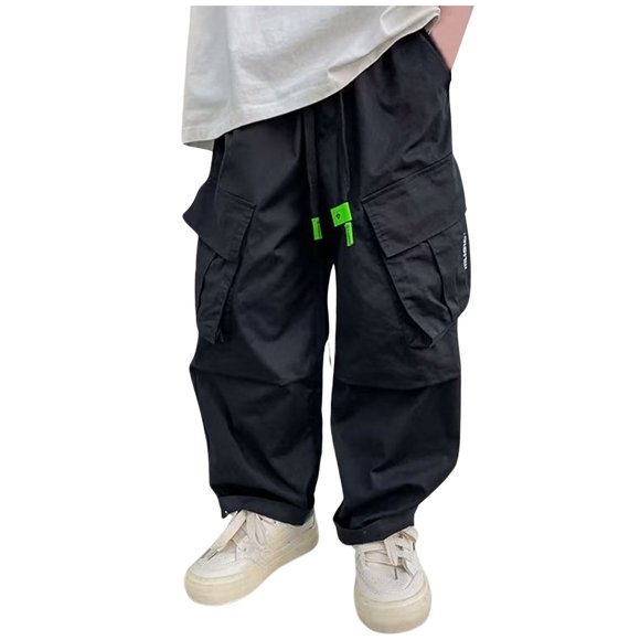 Pantalon Garçon Taille 4 Pantalon Bébé en Flanelle Vêtements de Bain Garçon pour Tout-Petit 18 24 Mois Leggings Garçon Enfants Été Décontracté Cargo Couleur Unie Mode Pantalon de Survêtement Ample Pantalons pour Sports Noir 4-5 Ans