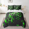 thumbnail image 2 of YST 7-Piece Gamer Comforter Set, Game Console Theme, King Size, 3D Black and Green Gamepad, Fluorescent Green, 2 of 5