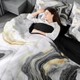 thumbnail image 4 of meiyoeat Modern Marble Art 7pcs Queen Bedding For Women Men,Abstract Swirl Design Bedding Comforter Set Queen For Adults,Black Reversible, 4 of 7