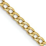 Primal Gold 14 Karat Yellow Gold 2.5mm Semi-solid Curb Link Chain