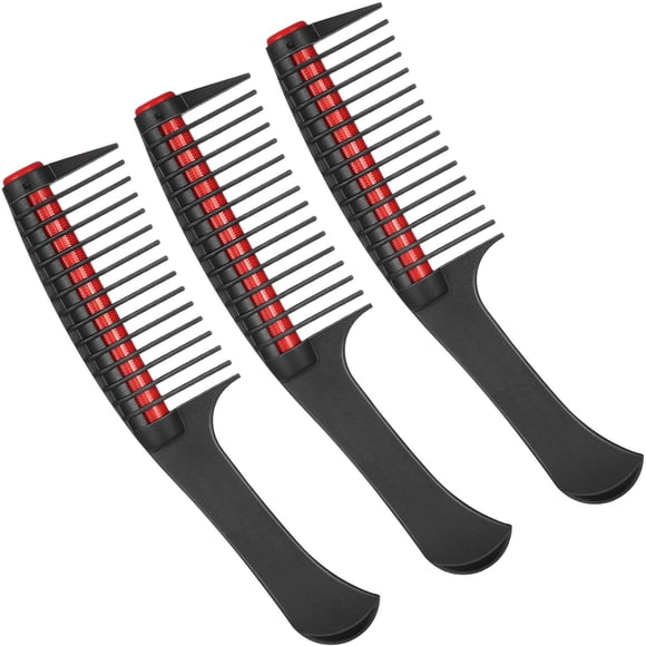 3 paquetes de peine para el cabello con rodillo, peine desenredante con rodillo, peine para el cabello con rodillo integrado, peine antiempalme para tinte para el cabello de peluquería (rojo)