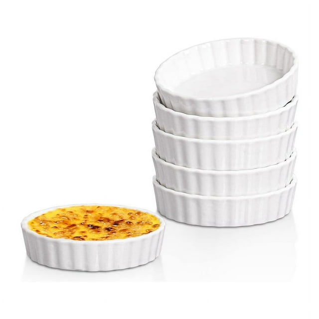 5 Oz Creme Brulee Ramekins, Round Fluted Quiche Dishes Tart Pan, Oven Safe Ramekins for Baking, Souffle, Ramek