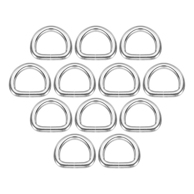 Uxcell 30 Pcs Anillas de metal en D 5/8" ID 0.15 pulgadas de grosor apertura aleación de zinc para llaveros, bolsas, correas, cinturones plata brillante