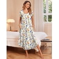 thumbnail image 2 of Ekouaer Womens Nightgowns Long Moo Moos for Women Pleated Short Sleeves House Dress with Pockets -, 2 of 5