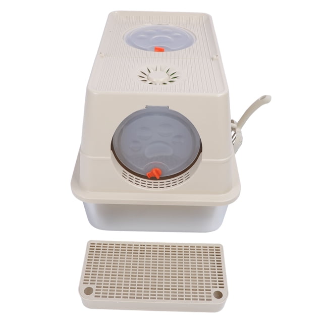 Extra Large Stainless Steel Enclosed Cat Litter Box, Anti Splashing Top Entry Metal Cat Litter Box Tray, Stainless Steel Cat Litter Box With High Sides, Flip Top Cover Design