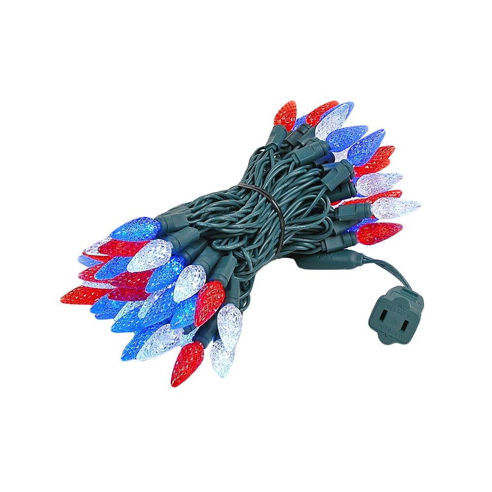 Novelty Lights Red/White/Blue LED C6 Christmas String Lights UL Listed Indoor/Outdoor Light