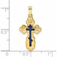 thumbnail image 4 of 14K Yellow Gold Polished Eastern Orthodox Blue Enamel Solid Cross Pendant (26.2 X 13) Made In United States -Jewelry By Sweet Pea, 4 of 7