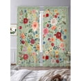 thumbnail image 3 of Sage Green Floral Sheer Curtains 96 Inch Length 2 Panels Set, Spring Flowers Leaves Farmhouse Voile Window Treatment Semi Sheer Long Curtains Drapes for Bedroom/Living Room/Kitchen 52"x96"x2, 3 of 7