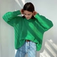 thumbnail image 6 of Womens Sweaters Fall Oversized Chunky Knitted Pullover Sweater Casual Long Sleeve Crewneck Cute Sweaters Green L, 6 of 10