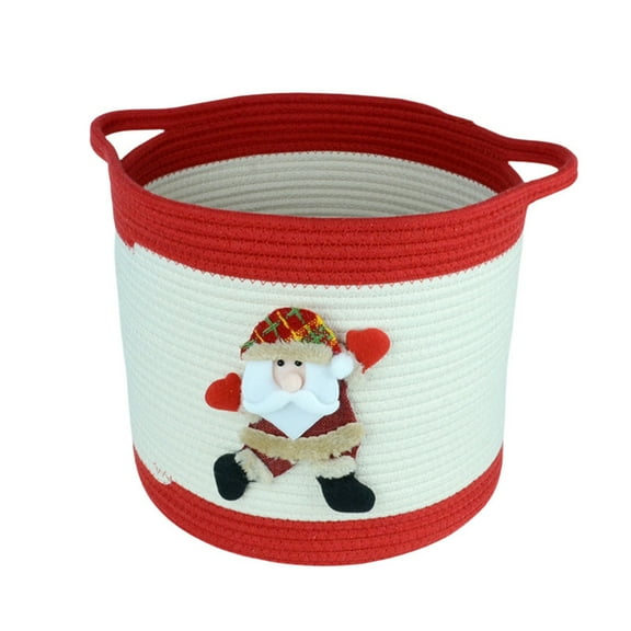 Christmas Storage Basket Round Rope Handmades Storage Basket Portable Storage Bucket Foldable Dirty Clothes Basket