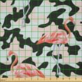 thumbnail image 2 of Ambesonne Flamingo Fabric by the Yard Microfiber, Watercolor Nature Camo, 2 Yards, Dark Coral Pale Pink, 2 of 2